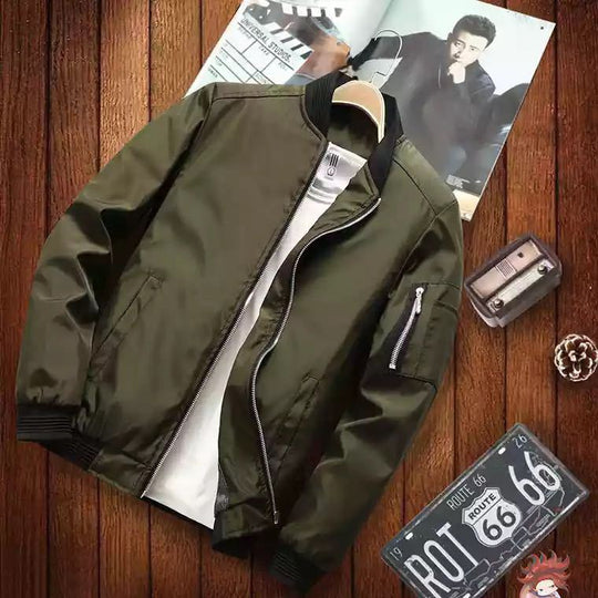 Herren Bomberjacke im Aviator-Microfiber-Look mit Ärmeltasche und gerippten Abschlüssen Shop Nory