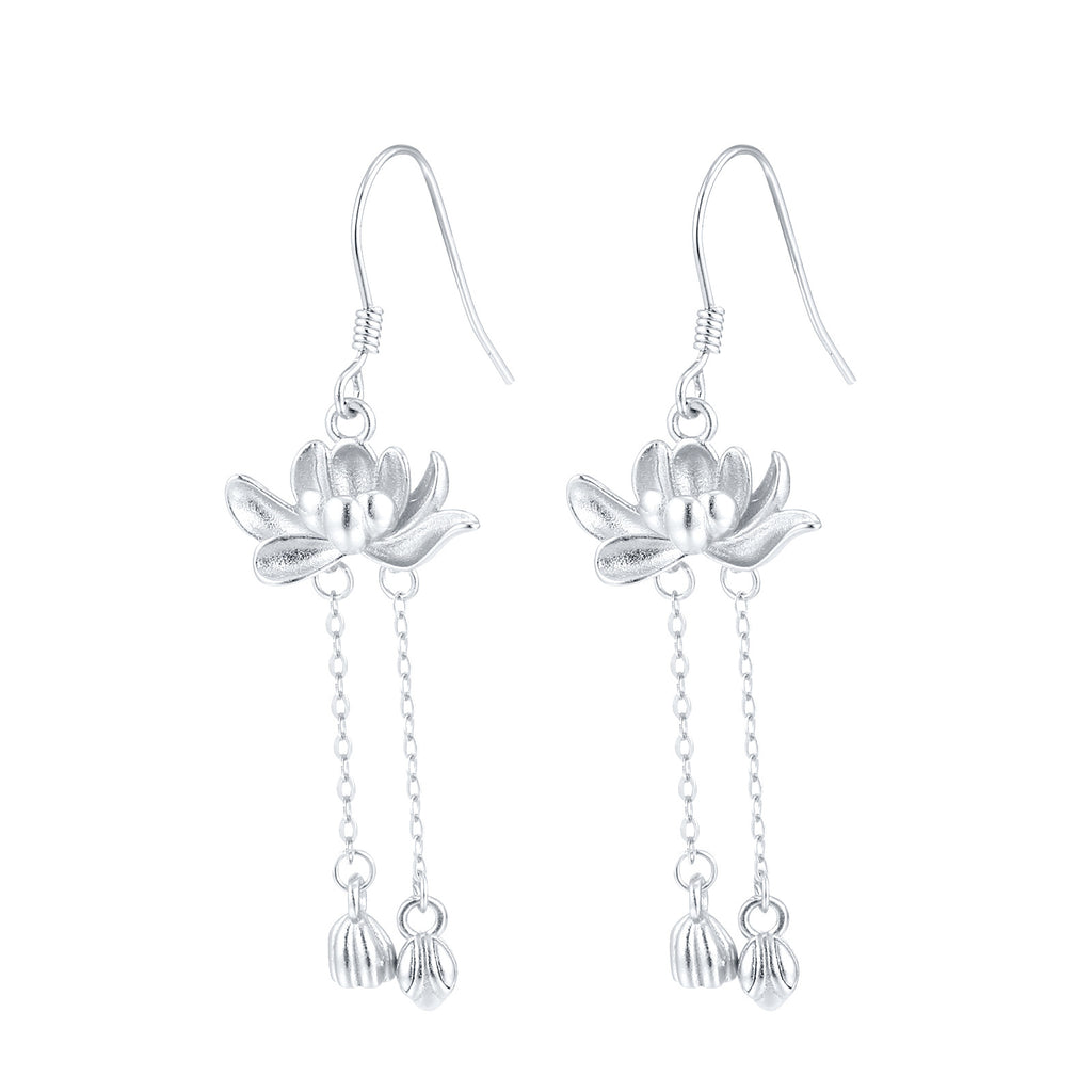 Damen Ohrringe mit elegantem Lotusdesign und feinen Anhängern Shop Nory