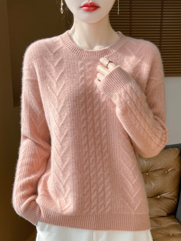 Damen Kurzpullover mit Zopfmuster, Rundhals und kaschmirähnlicher Weichheit Shop Nory