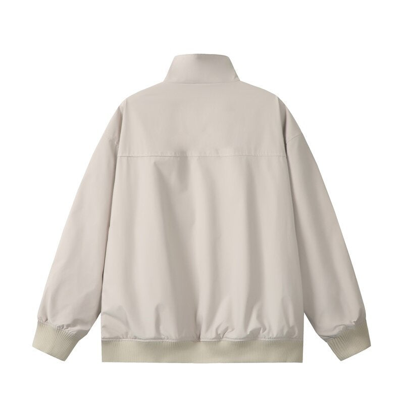 Unisex Kurz geschnittene Oversize-Bomberjacke mit Stehkragen, verdeckter Frontblende und Rippenbündchen Shop Nory