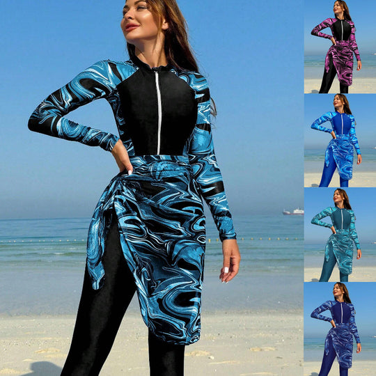 Damen Sportlicher Surfanzug mit modischem Wickeldesign Shopnory