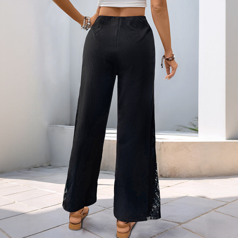 Damen High-Waist Palazzo-Hose aus Crêpe mit seitlichem Spitzeneinsatz Shop Nory