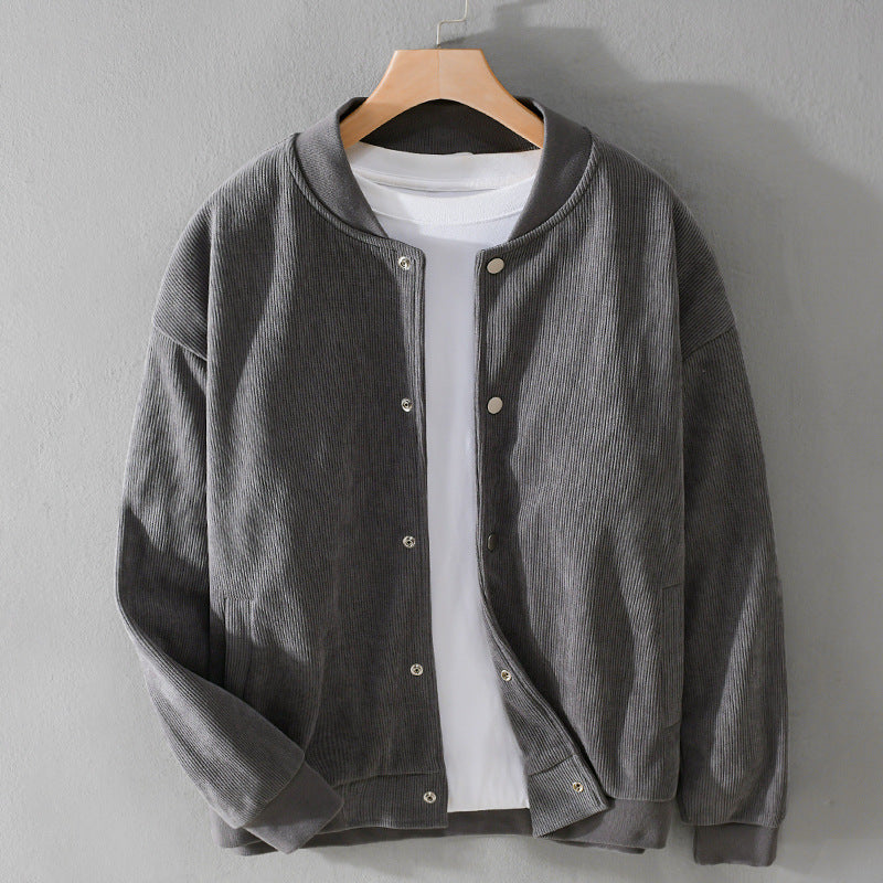 Herren Cord-Collegejacke mit Druckknopfleiste und Rippbündchen Shop Nory