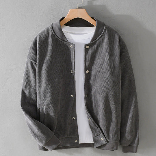 Herren Cord-Collegejacke mit Druckknopfleiste und Rippbündchen Shop Nory