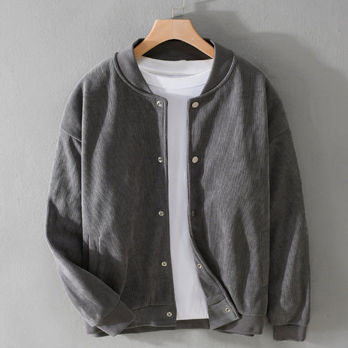 Herren Cord-Collegejacke mit Druckknopfleiste und Rippbündchen Shop Nory