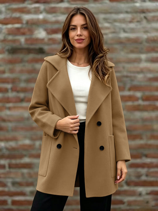 Damen Doppelreihiger Wollmantel mit Oversize-Revers Shop Nory