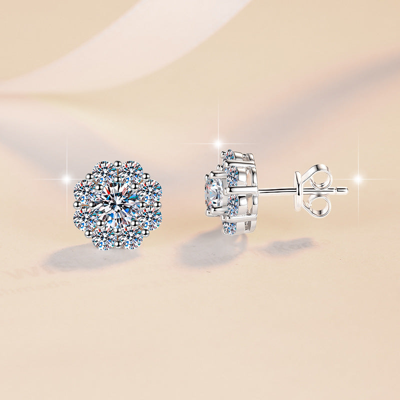 Damen Funkelnde Blumenohrstecker mit strahlenden Kristallen Shop Nory
