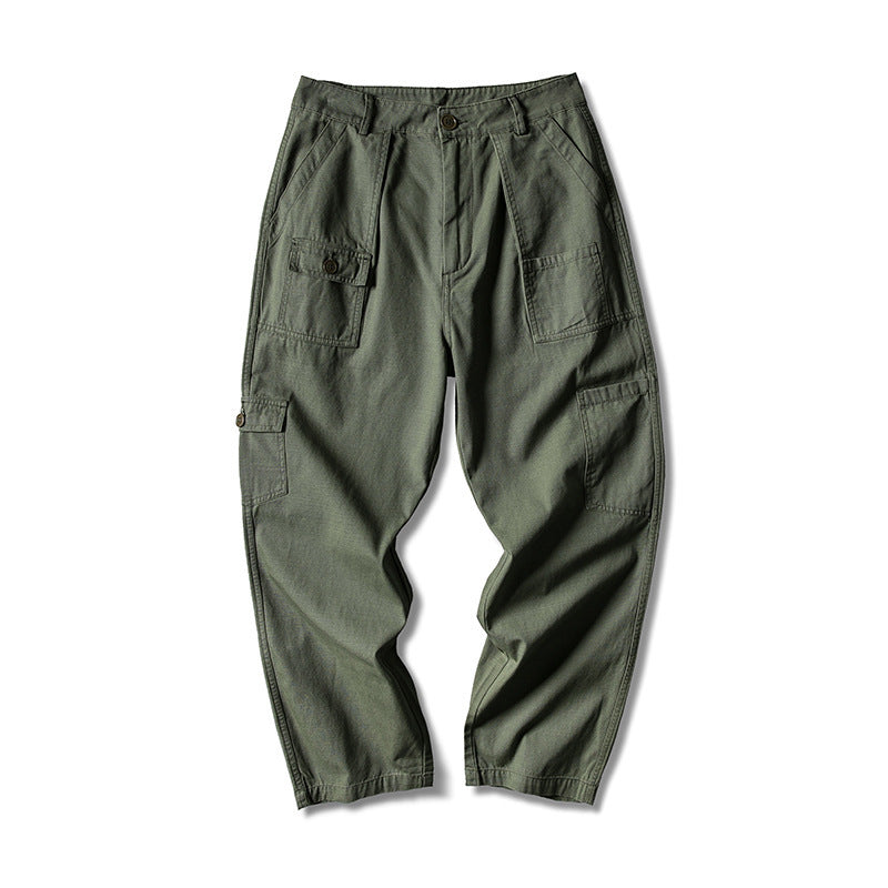 Herren Weite Baumwoll-Cargohose im Baggy-Cut mit Multifunktions-Taschen und umgeschlagener Saum Shop Nory