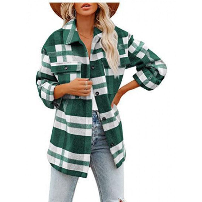Damen Flanelljacke im lässigen Karomuster