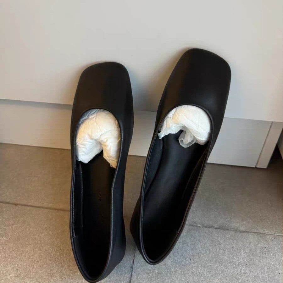 Damen Ballerinas mit quadratischer Zehenform und glänzender Oberfläche