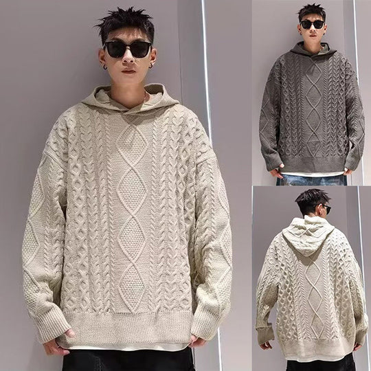 Herren Grobstrick Pullover mit Kapuze Shop Nory