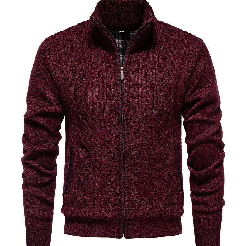 Herren Strickjacke mit hohem Kragen und Reißverschluss