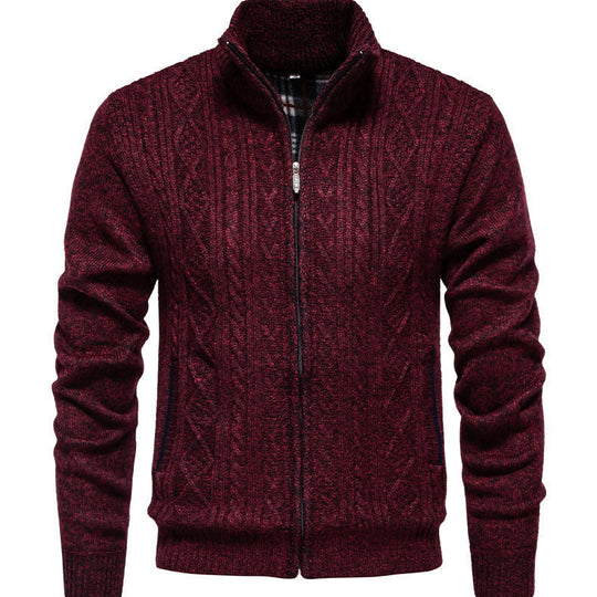 Herren Strickjacke mit hohem Kragen und Reißverschluss