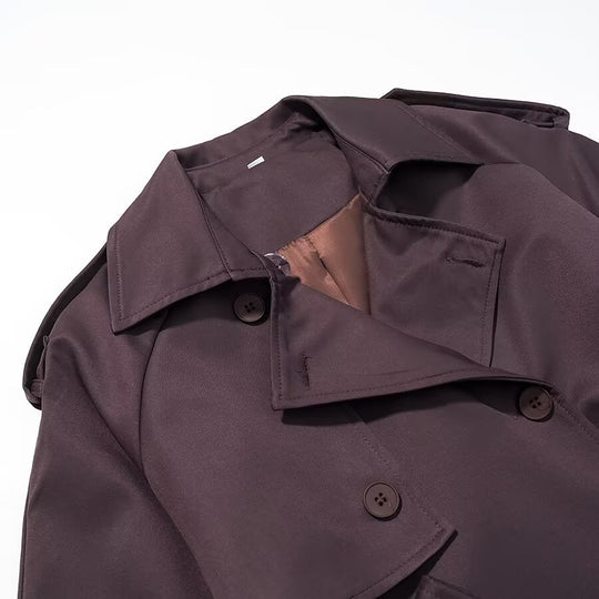 Damen Langer Taillierter Trenchcoat mit Bindegürtel und Doppelreihe Shop Nory