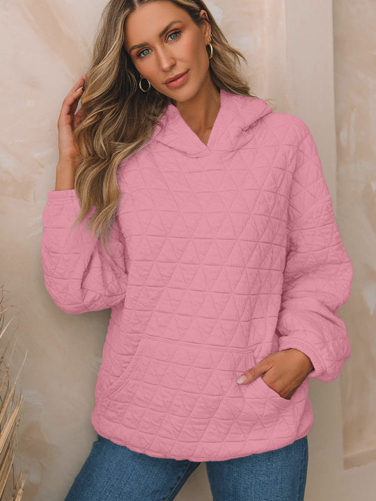 Damen Gepolsterter Stepp-Kapuzenpullover mit Kängurutasche Shop Nory