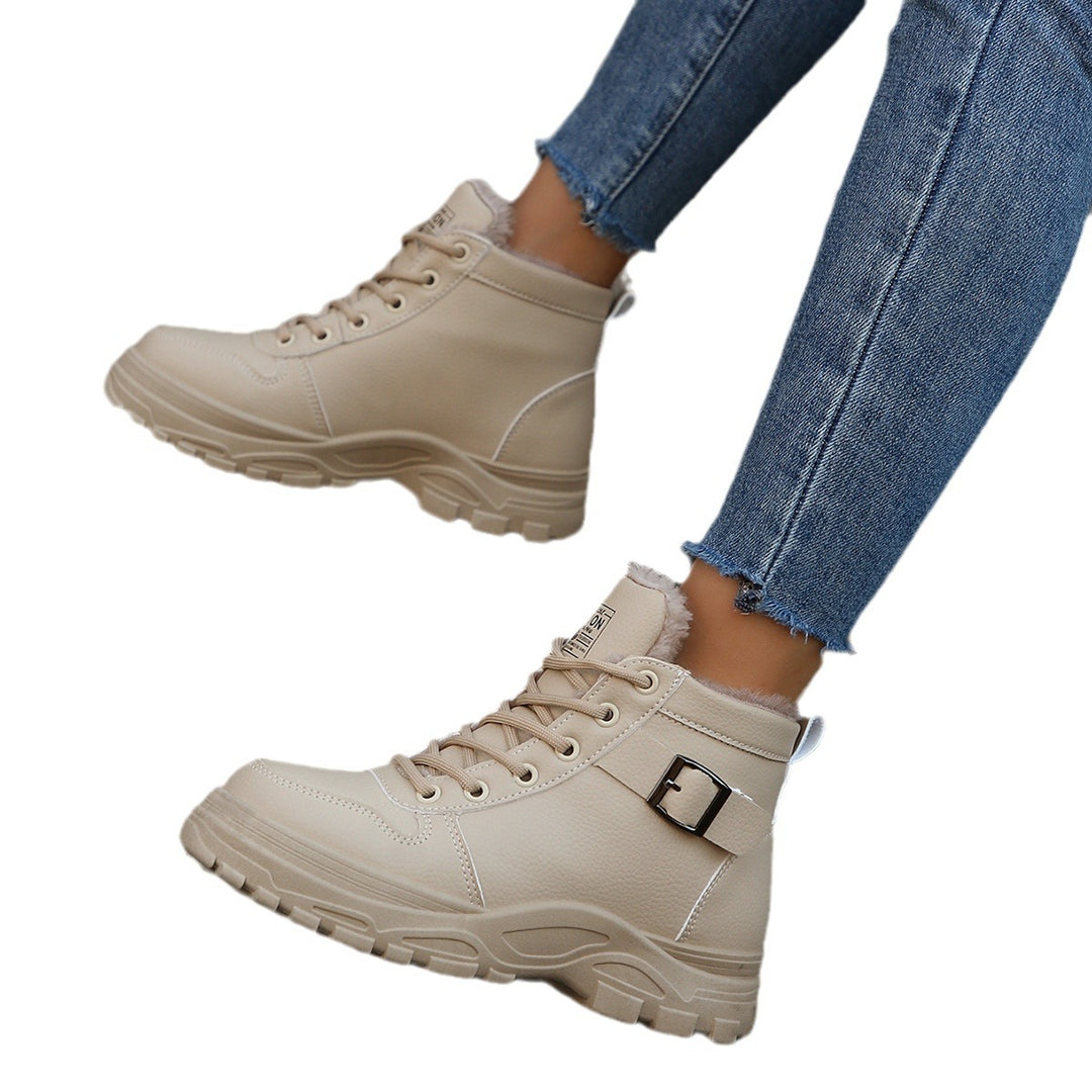 Damen Gefütterte Plateau-Ankleboots mit Kunstfellfutter und klobiger Lug-Sohle Shop Nory