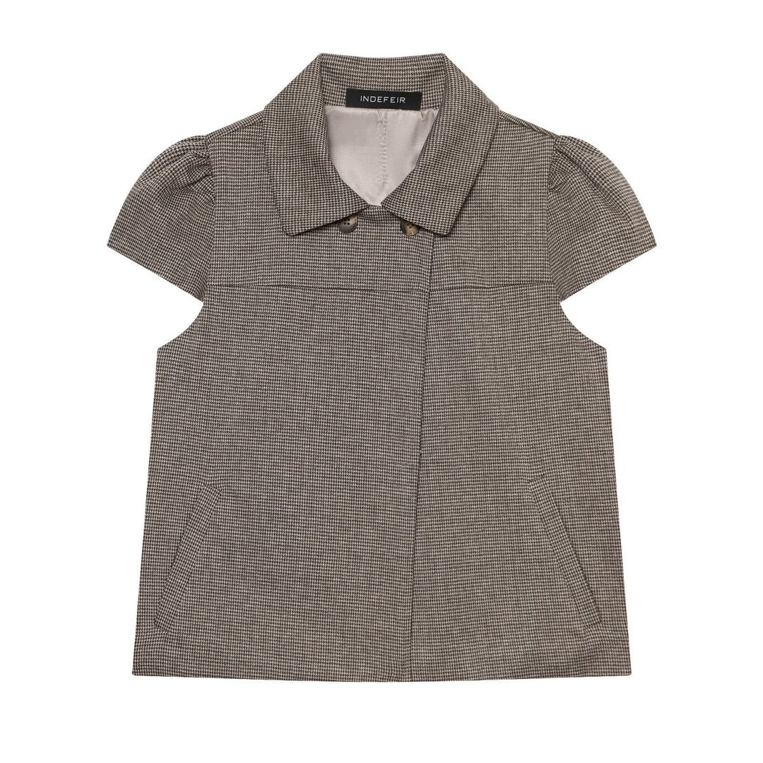 Damen Etuikleid mit Hahnentritt‑Muster, Bubikragen und Nahttaschen Shop Nory