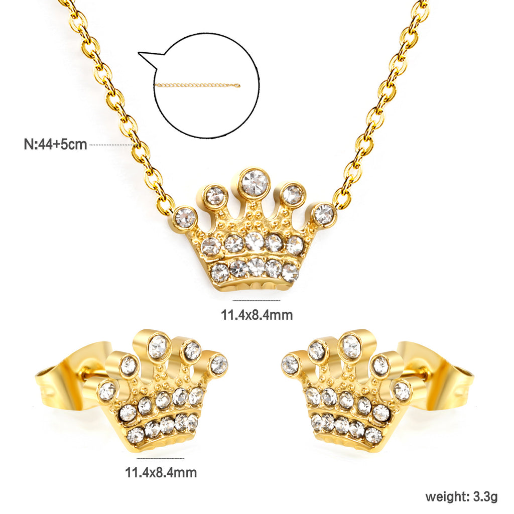 Damen Schmuckset mit Krone-Anhängern und eleganten Ohrsteckern Shop Nory