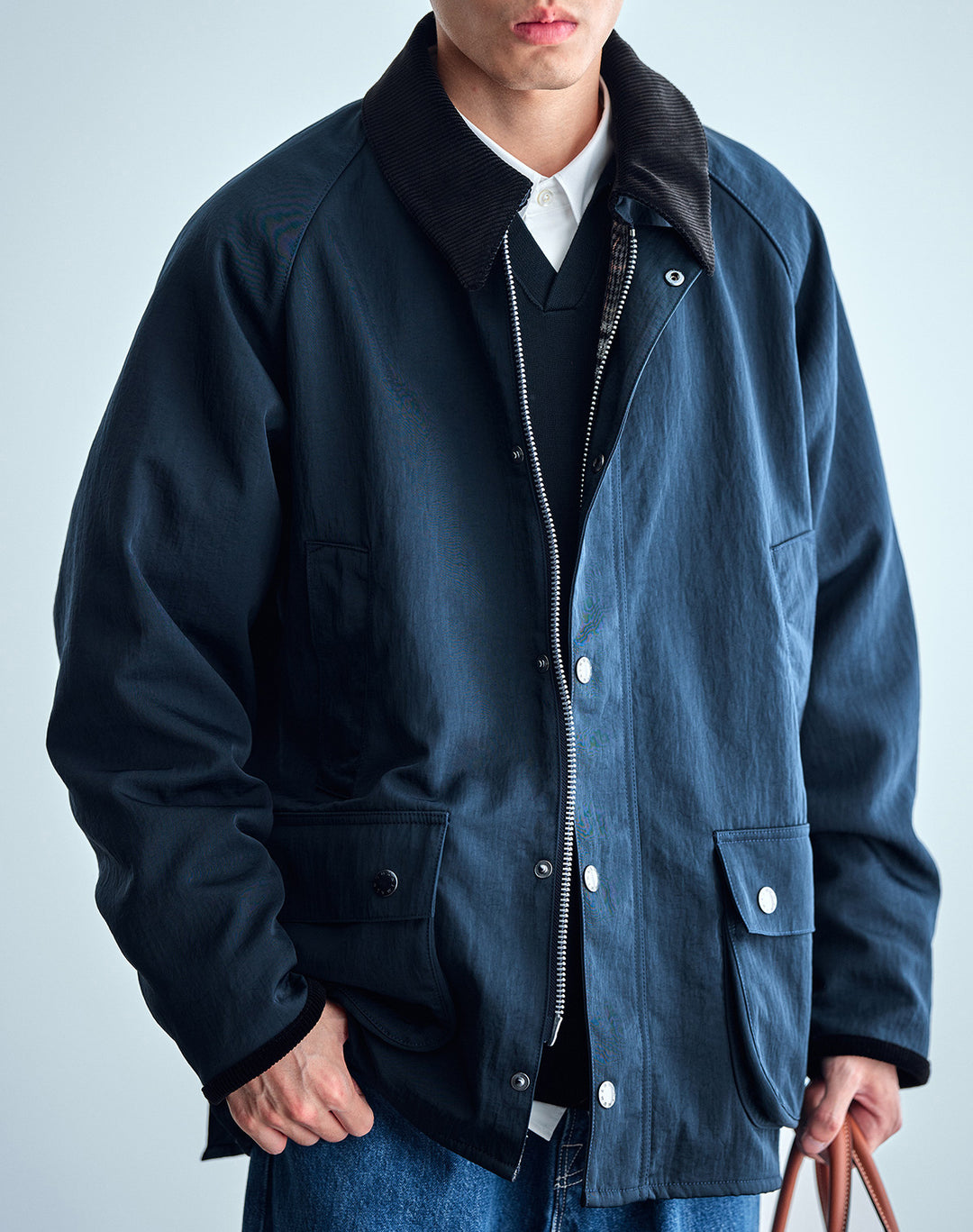 Herren Utility-Fieldjacke aus gewachstem Baumwollmix mit Cordkragen Shop Nory