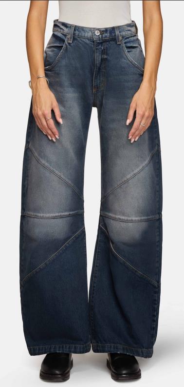 Damen breite Jeans mit einzigartigem Nahtdesign im angesagten Stil