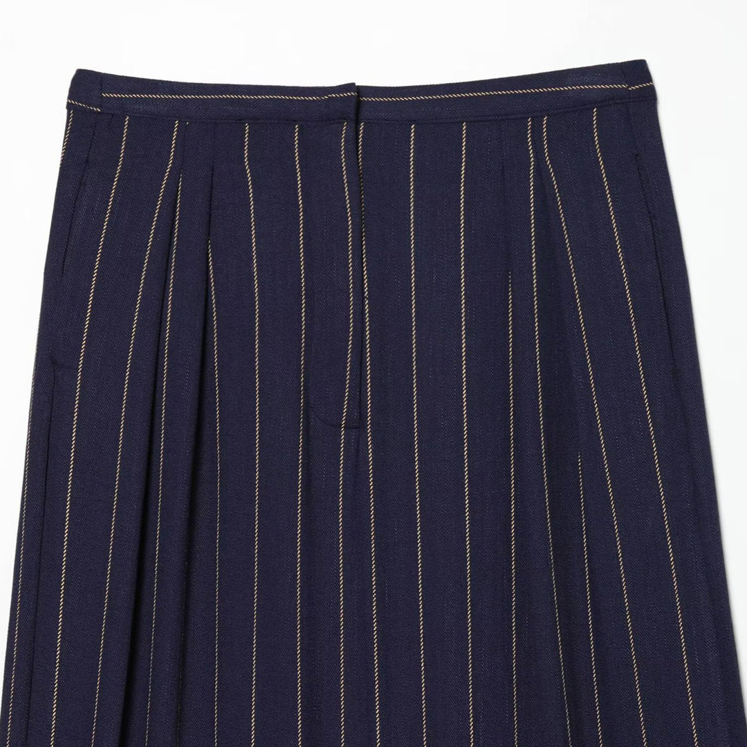 Damen Weitgeschnittene Nadelstreifen-Hose mit hohem Bund und Bügelfalte Shop Nory