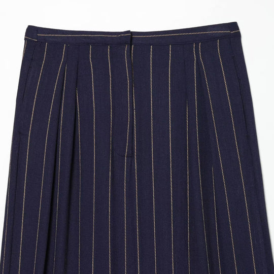 Damen Weitgeschnittene Nadelstreifen-Hose mit hohem Bund und Bügelfalte Shop Nory