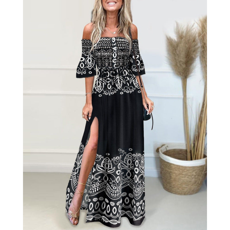 Damen Blumen Maxi Kleid Shopnory