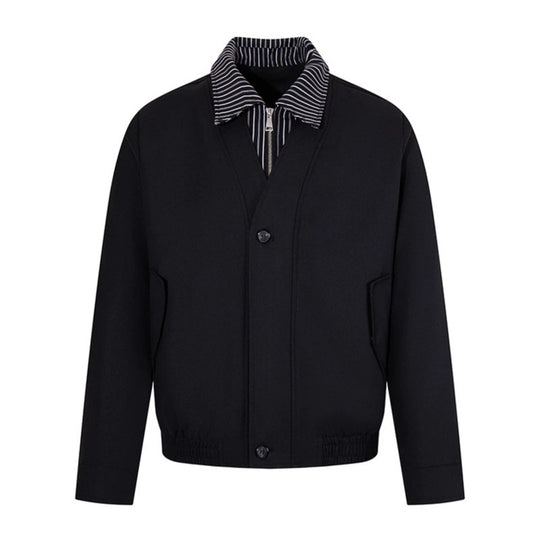 Herren Kurz geschnittene Blouson-Jacke mit gestreiftem Innenkragen, verdecktem Zweiwege-Reißverschluss und elastischem Saum Shop Nory