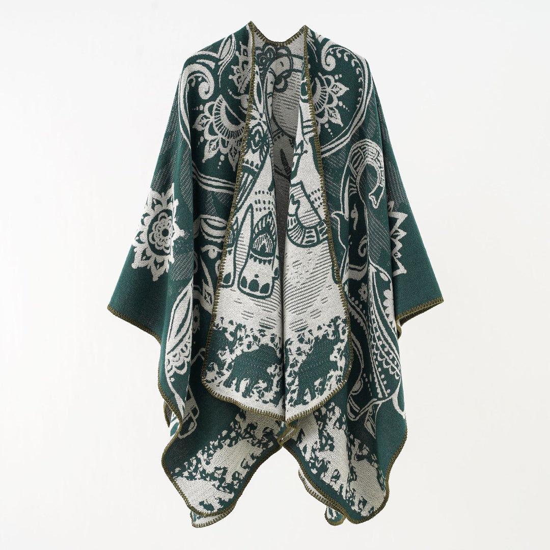Damen Ornamentales Jacquard-Wickelcape mit weichem Fall Shop Nory