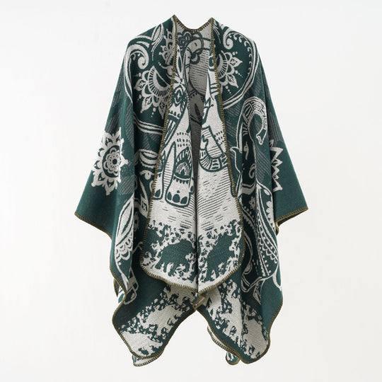 Damen Ornamentales Jacquard-Wickelcape mit weichem Fall Shop Nory