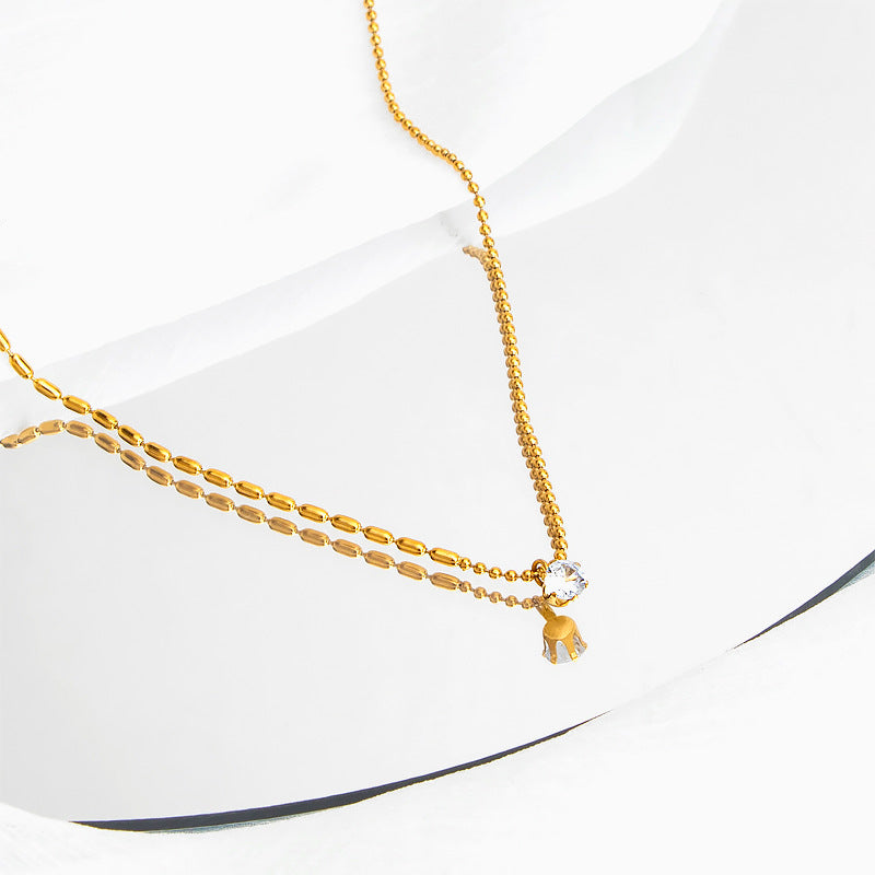 Damen elegante Halskette mit funkelndem Kristallanhänger Shop Nory