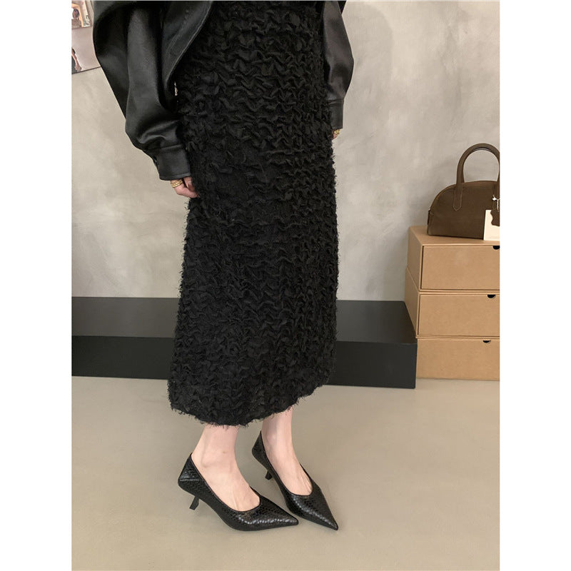 Damen Elegante spitz zulaufende Flechtleder-Pumps mit sculpted Kitten-Absatz Shop Nory