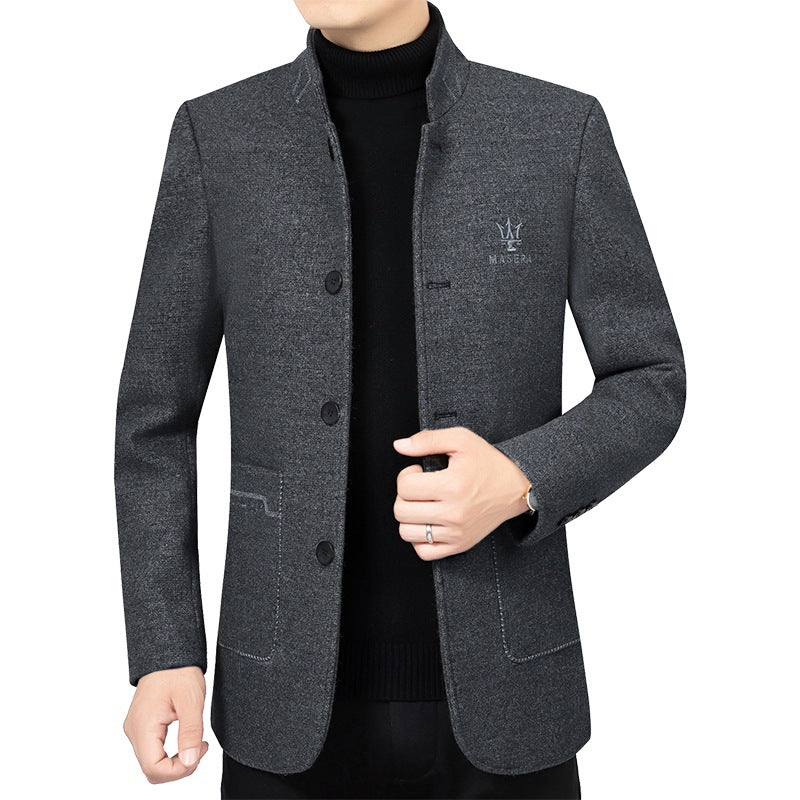 Herren Kurzmantel mit Stehkragen und aufgesetzten Taschen aus Wollmischung Shop Nory