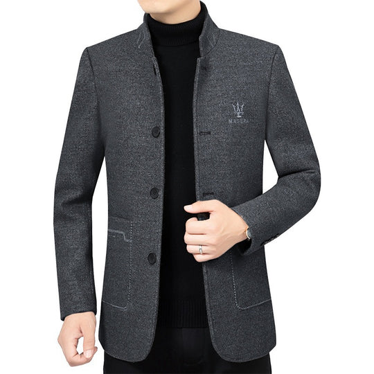 Herren Kurzmantel mit Stehkragen und aufgesetzten Taschen aus Wollmischung Shop Nory