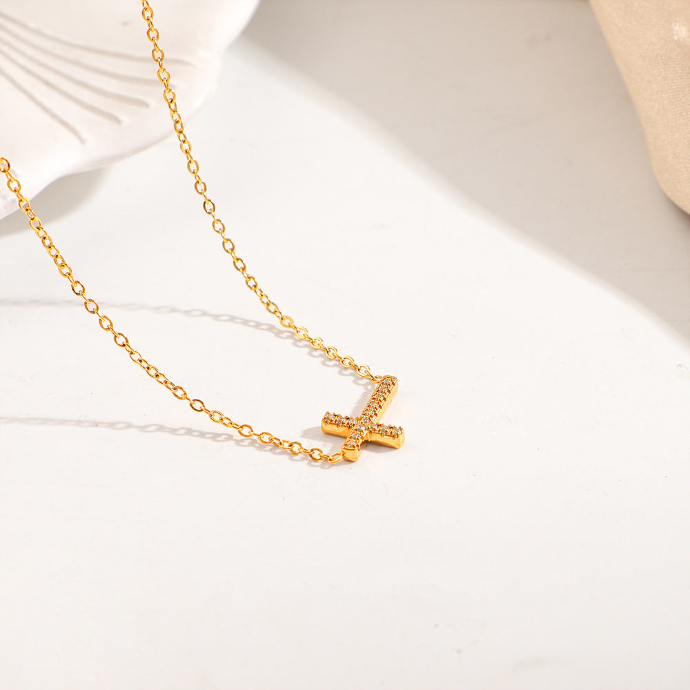 Damen Funkelneues Gold Kreuzanhänger Halskette Shop Nory