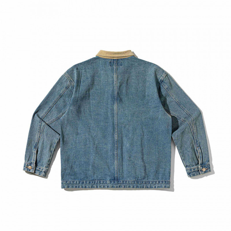 Unisex Boxy-Denim-Blousonjacke mit Cordkragen und schräg eingesetzten Pattentaschen Shop Nory