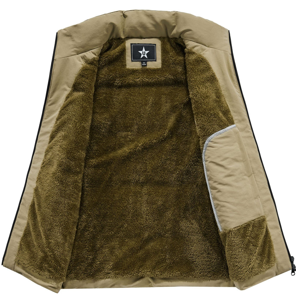 Herren Ärmellose Utility-Steppweste mit Teddyfutter und hohem Kragen Shop Nory