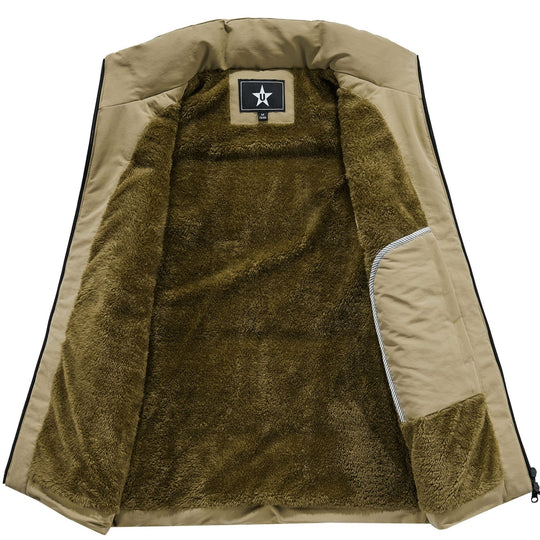 Herren Ärmellose Utility-Steppweste mit Teddyfutter und hohem Kragen Shop Nory