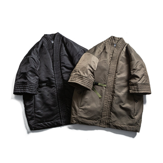 Unisex Gepolsterte Kimono-Jacke mit kurzem Ärmel und Taillengürtel Shop Nory