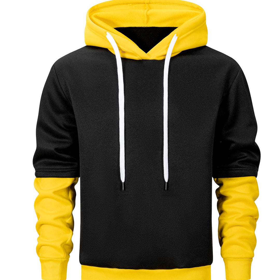 Herren Kapuzenpullover im Lagen-Look mit Kontrastkapuze und Kordelzug Shop Nory