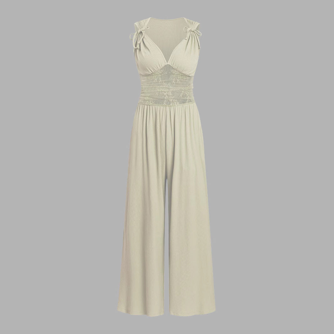 Damen eleganter Jumpsuit mit verstellbaren Trägern und weiten Beinen Shopnory