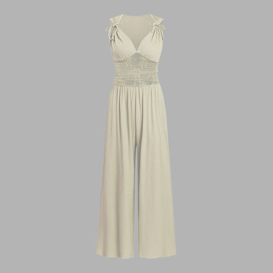 Damen eleganter Jumpsuit mit verstellbaren Trägern und weiten Beinen Shopnory