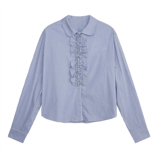Damen Karierte Bluse mit Rüschendetails Shop Nory