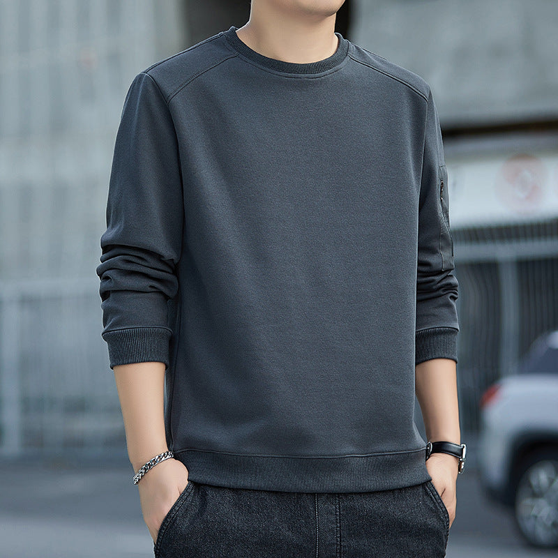 Herren Minimalistisches Sweatshirt mit Raglanärmeln und Reißverschluss-Ärmeltasche Shop Nory