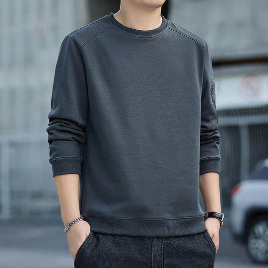 Herren Minimalistisches Sweatshirt mit Raglanärmeln und Reißverschluss-Ärmeltasche Shop Nory