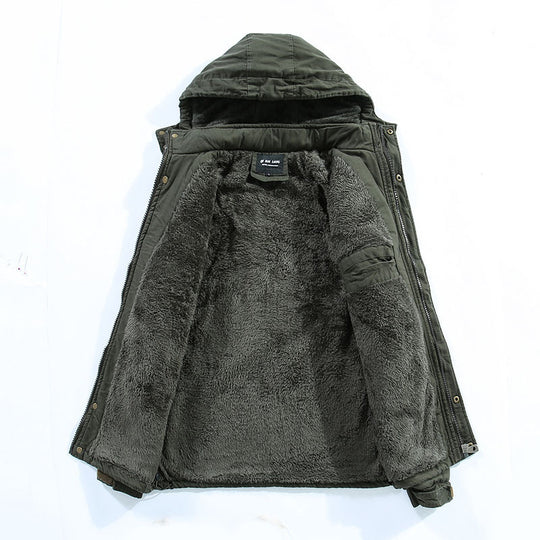 Herren Thermo-Parka aus robustem Canvas mit Teddyfleece-Innenfutter, Kapuze und Ärmeltasche Shop Nory