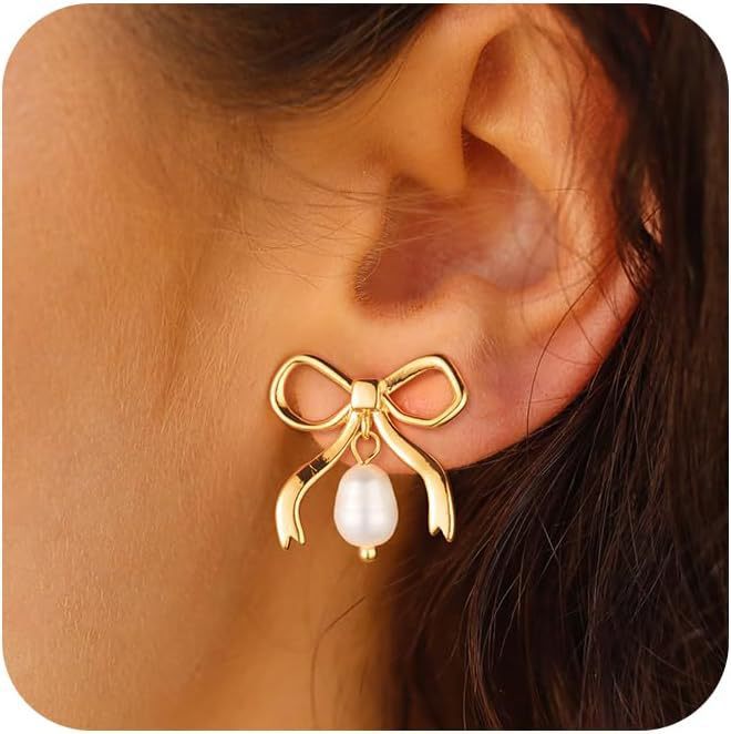 Damen Ohrringe mit elegantem Schleifen-Design und Perlenakzenten Shop Nory