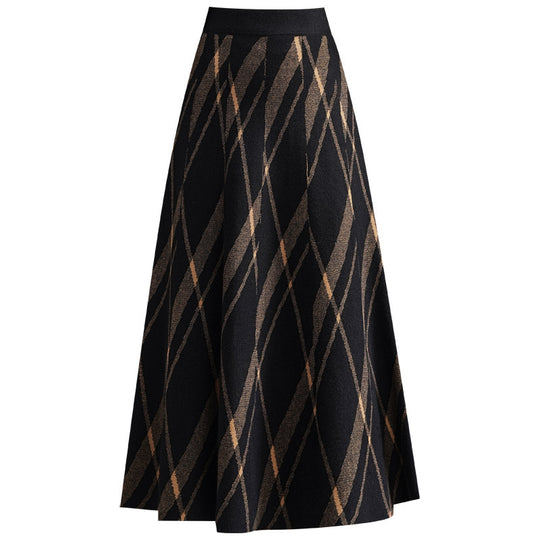 Damen Eleganter und fließender Maxirock mit diagonalen Mustern Shop Nory