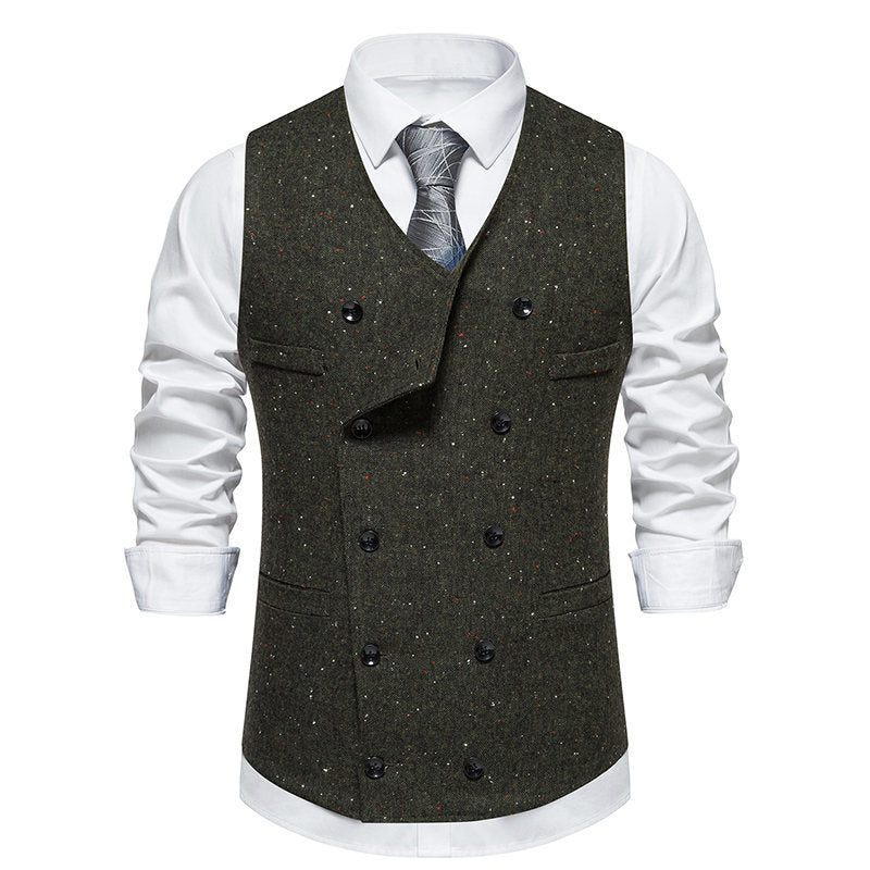 Herren elegante Anzugweste mit doppelt knöpfbarem Design und praktischen Taschen Shopnory
