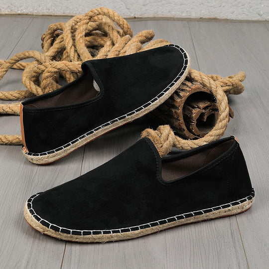 Herren Espadrilles aus Veloursleder mit geflochtener Juteborte und rutschfester Gummilaufsohle Shop Nory
